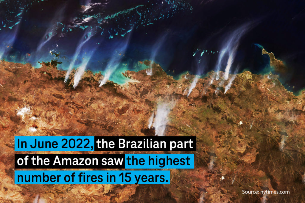 In June 2022, the Brazilian part of the Amazon saw the highest number of fires in 15 years.