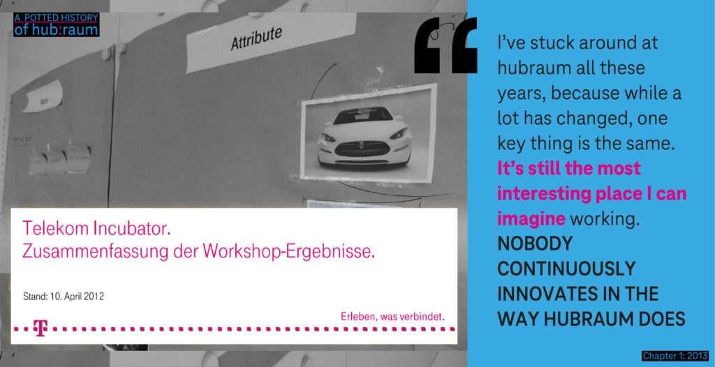 "I`ve stuck around at hubraum all these years, because whilea lot has changed, one key thing is the same. It is still the moset interesting place I can imagine working. Nobody continously innovates in the way hubraum does" Andreas Donges