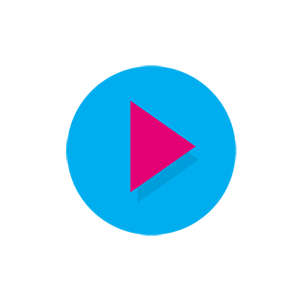magenta play button on blue circle